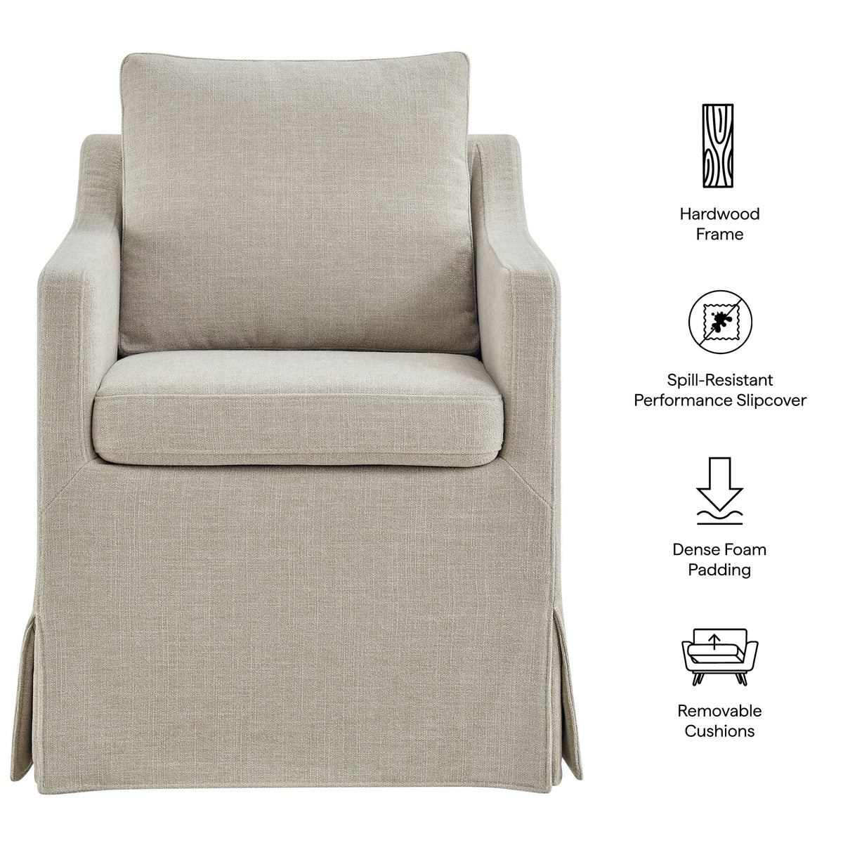 Serene Slipcovered Performance Fabric Dining Armchair by Modway