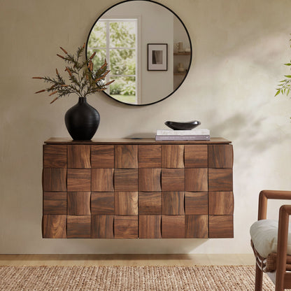 Duskin 39 Inch Geometric Block Design Wall Mounted TV Stand by Modway