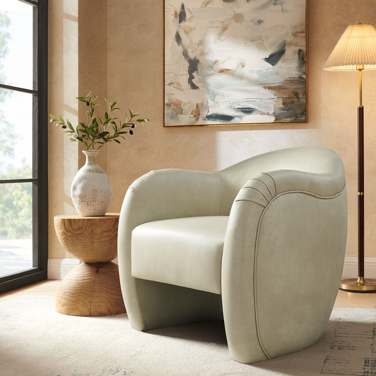 Compose Barrel Vegan Leather Accent Chair by Modway