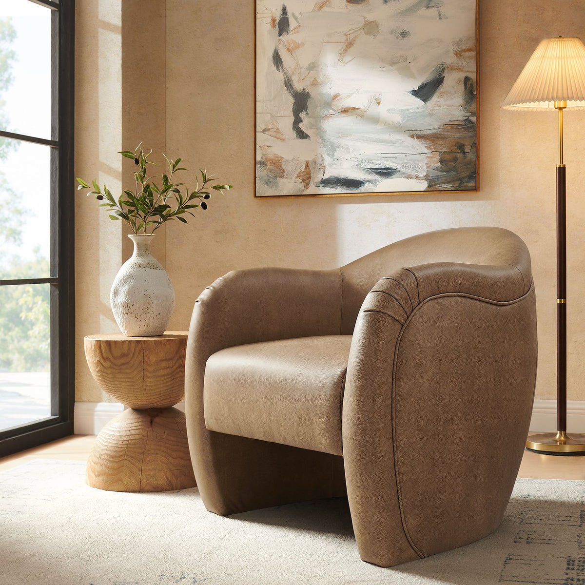 Compose Barrel Vegan Leather Accent Chair by Modway
