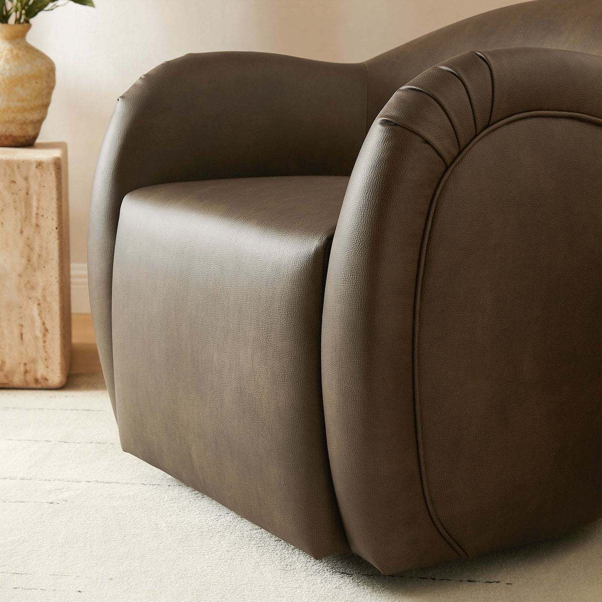 Compose Barrel Vegan Leather Swivel Armchair by Modway