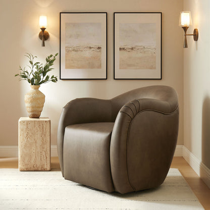 Compose Barrel Vegan Leather Swivel Armchair by Modway
