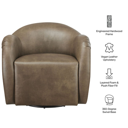 Compose Barrel Vegan Leather Swivel Armchair by Modway