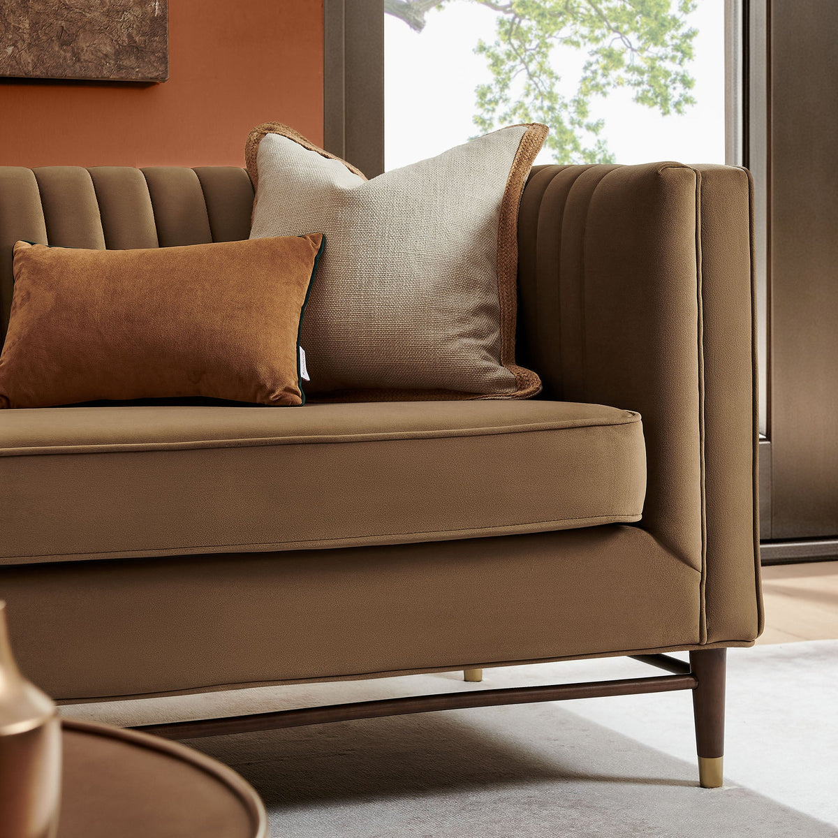 Devote 93 Inch Performance Velvet Channel Tufted Sofa by Modway
