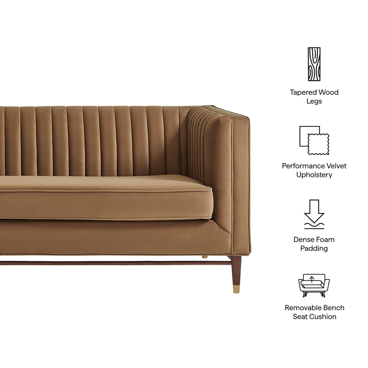 Devote 93 Inch Performance Velvet Channel Tufted Sofa by Modway