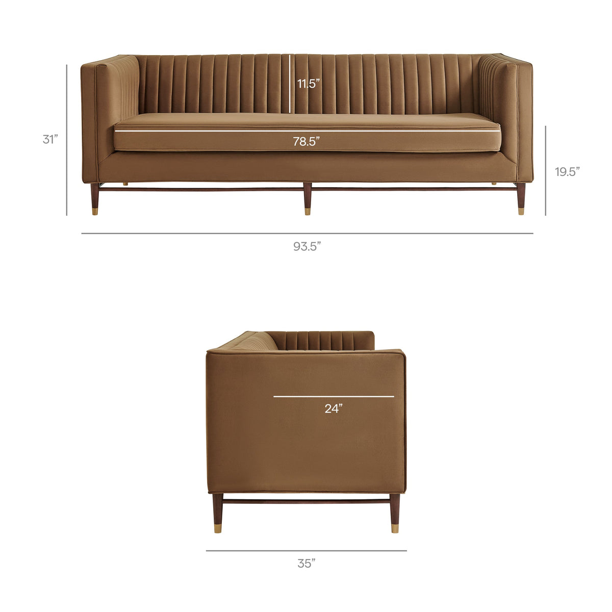 Devote 93 Inch Performance Velvet Channel Tufted Sofa by Modway