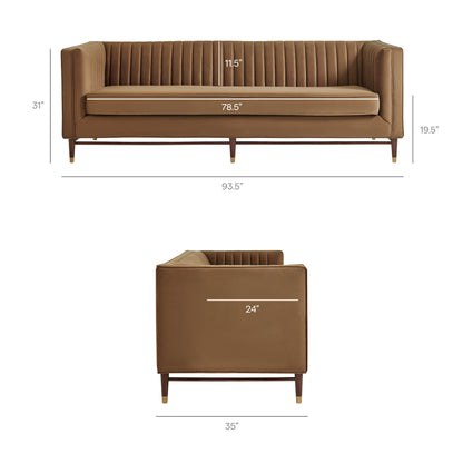 Devote 93 Inch Performance Velvet Channel Tufted Sofa by Modway
