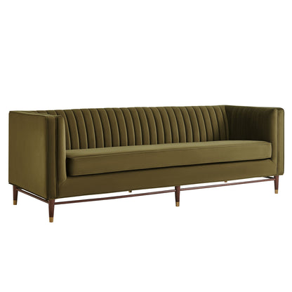 Devote 93 Inch Performance Velvet Channel Tufted Sofa by Modway