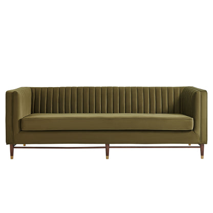 Devote 93 Inch Performance Velvet Channel Tufted Sofa by Modway