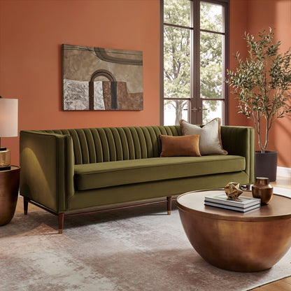 Devote 93 Inch Performance Velvet Channel Tufted Sofa by Modway