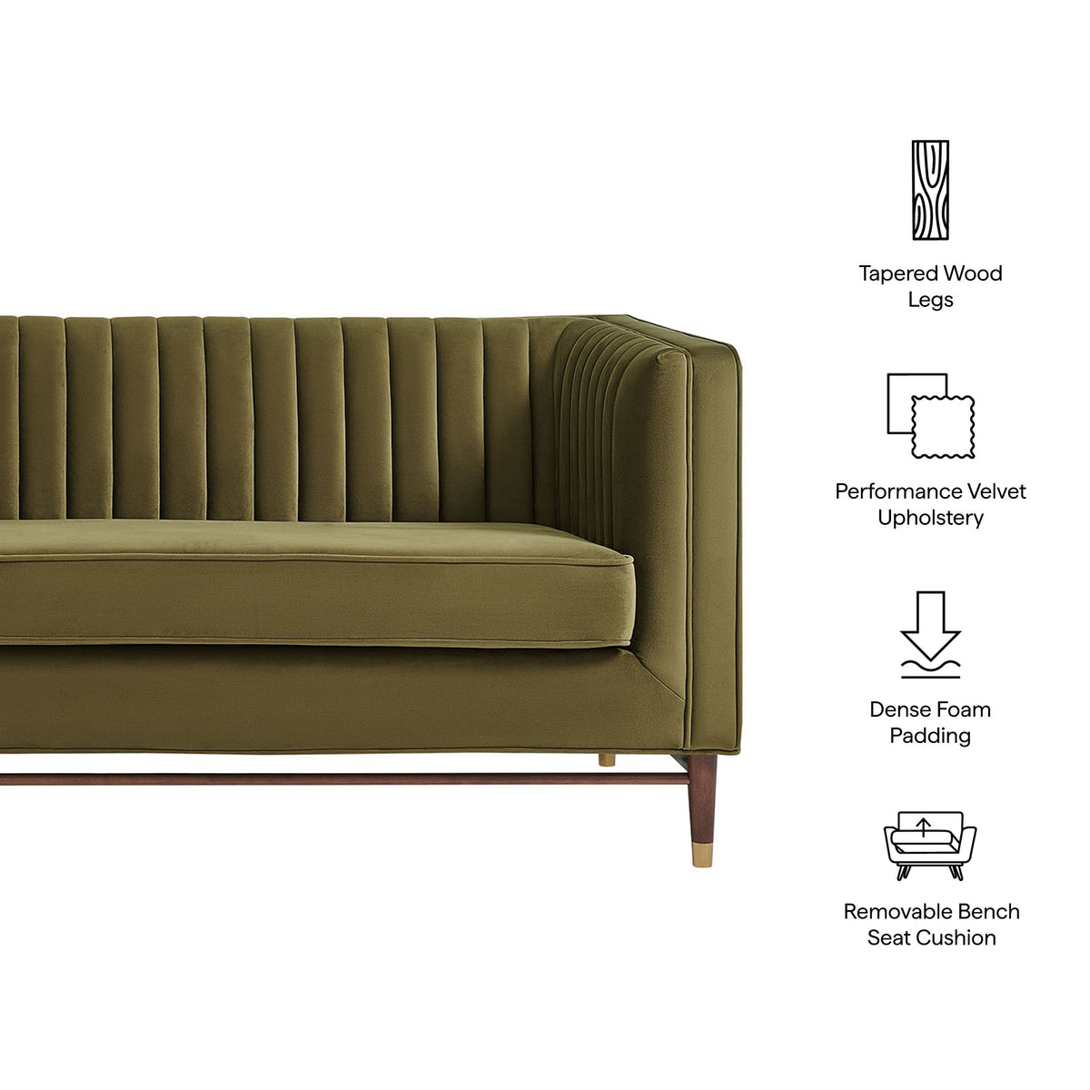 Devote 93 Inch Performance Velvet Channel Tufted Sofa by Modway