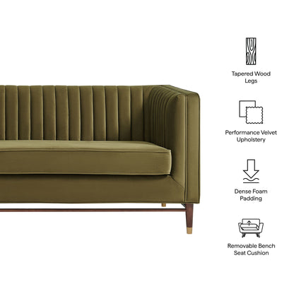 Devote 93 Inch Performance Velvet Channel Tufted Sofa by Modway