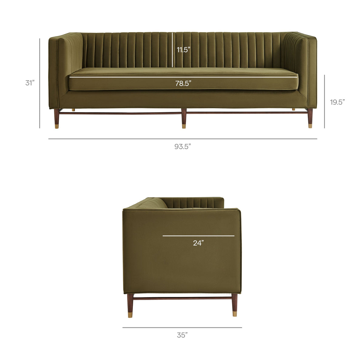 Devote 93 Inch Performance Velvet Channel Tufted Sofa by Modway
