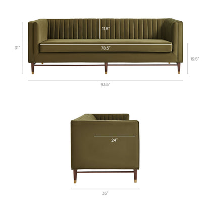 Devote 93 Inch Performance Velvet Channel Tufted Sofa by Modway