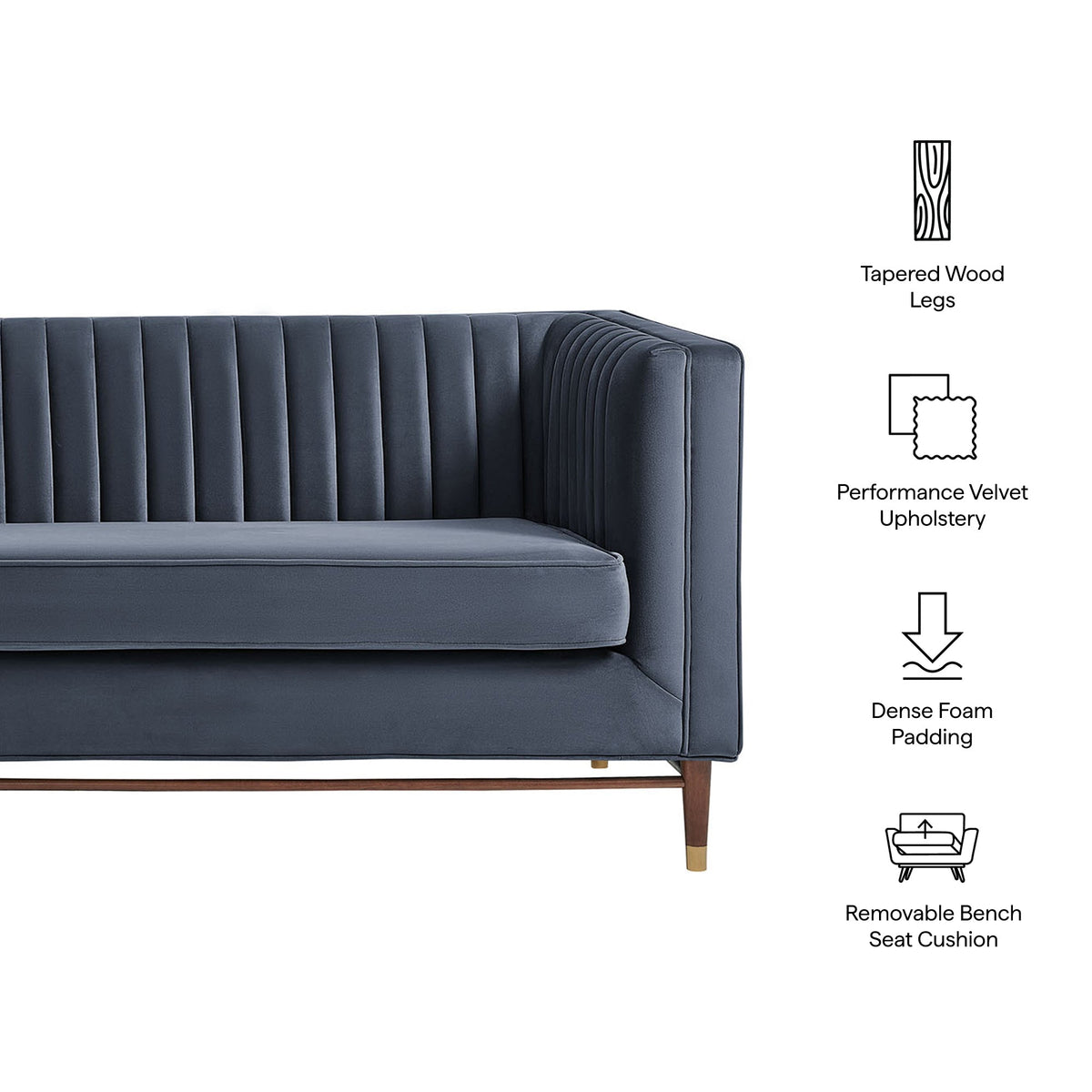 Devote 93 Inch Performance Velvet Channel Tufted Sofa by Modway
