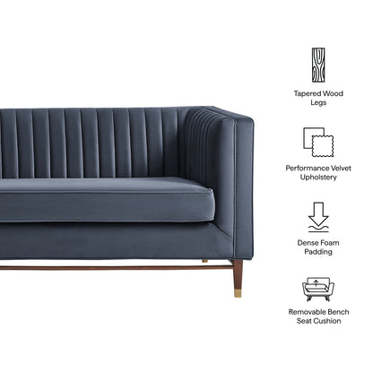 Devote 93 Inch Performance Velvet Channel Tufted Sofa by Modway