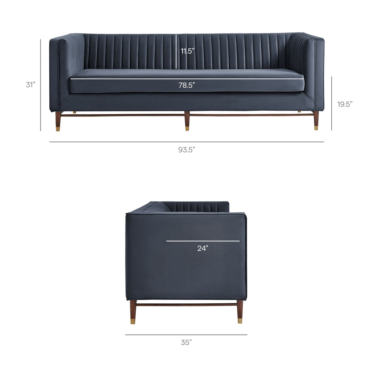 Devote 93 Inch Performance Velvet Channel Tufted Sofa by Modway