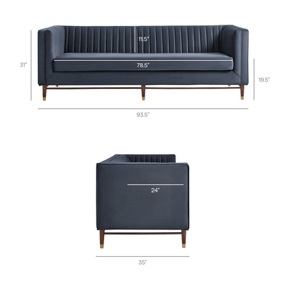 Devote 93 Inch Performance Velvet Channel Tufted Sofa by Modway