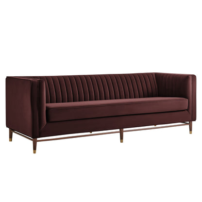 Devote 93 Inch Performance Velvet Channel Tufted Sofa by Modway
