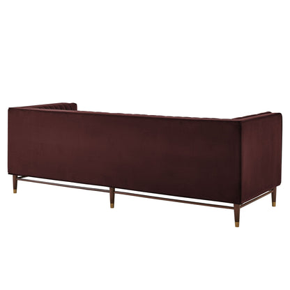 Devote 93 Inch Performance Velvet Channel Tufted Sofa by Modway