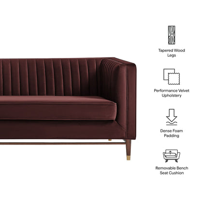 Devote 93 Inch Performance Velvet Channel Tufted Sofa by Modway