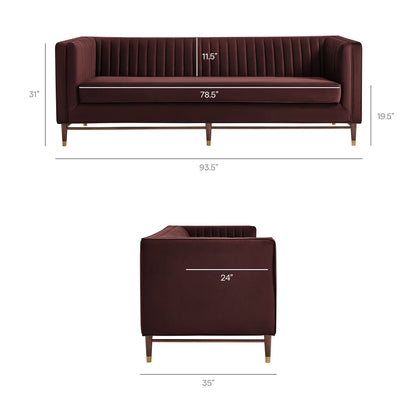 Devote 93 Inch Performance Velvet Channel Tufted Sofa by Modway