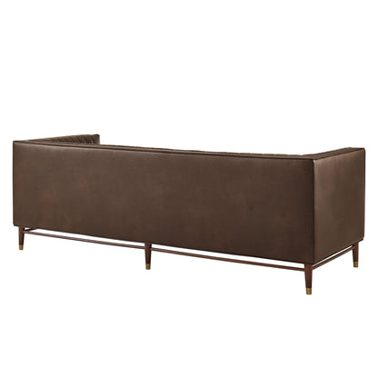 Devote 93 Inch Vegan Leather Channel Tufted Sofa by Modway