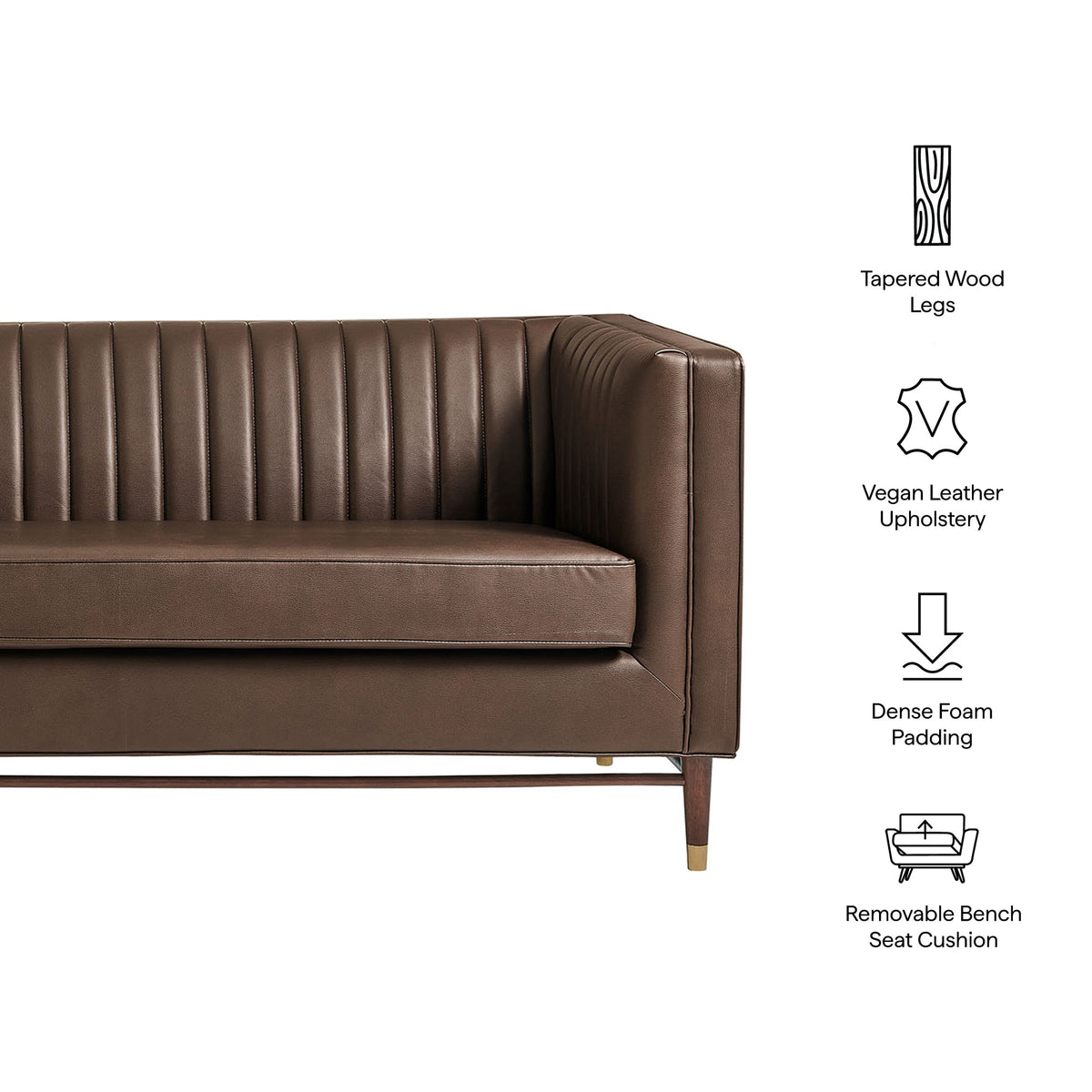Devote 93 Inch Vegan Leather Channel Tufted Sofa by Modway