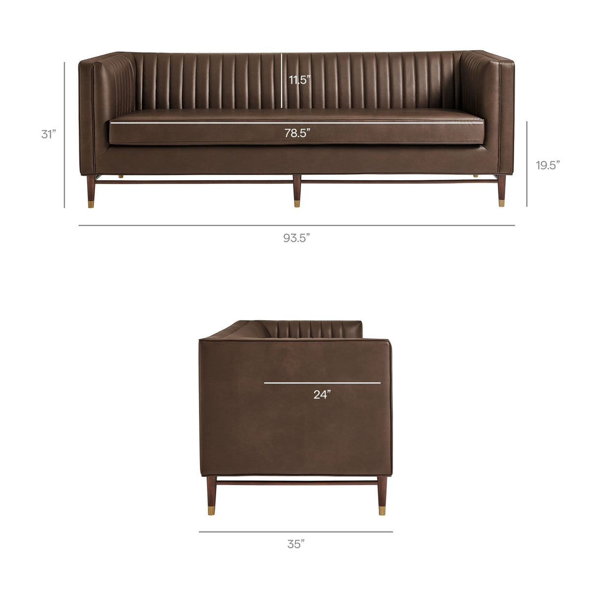 Devote 93 Inch Vegan Leather Channel Tufted Sofa by Modway