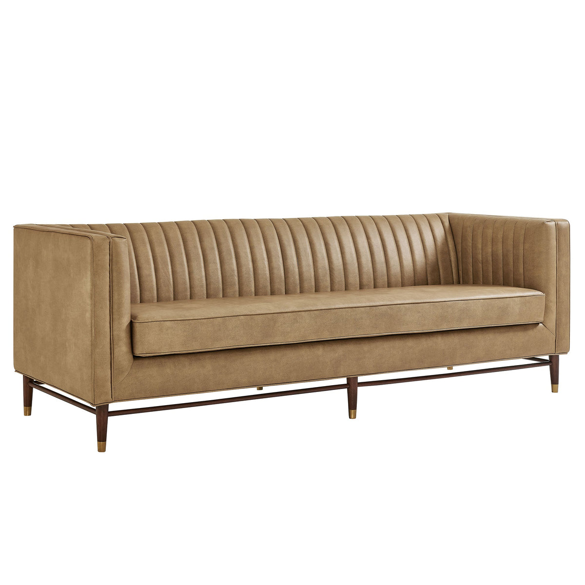 Devote 93 Inch Vegan Leather Channel Tufted Sofa by Modway