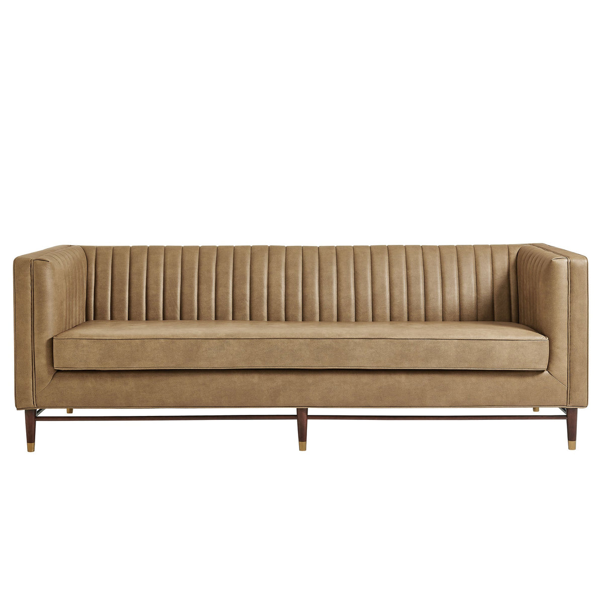 Devote 93 Inch Vegan Leather Channel Tufted Sofa by Modway