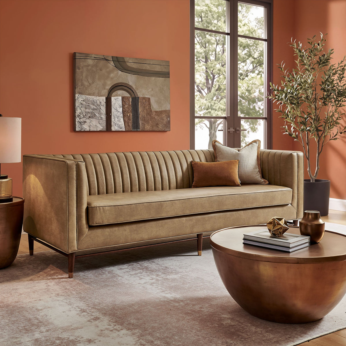 Devote 93 Inch Vegan Leather Channel Tufted Sofa by Modway