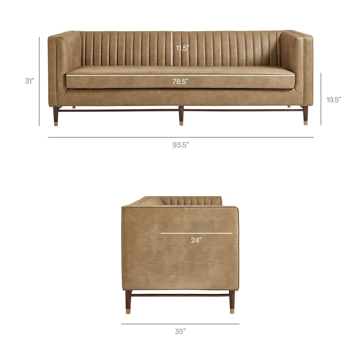 Devote 93 Inch Vegan Leather Channel Tufted Sofa by Modway
