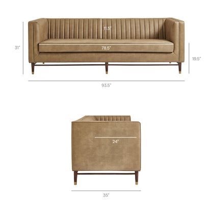 Devote 93 Inch Vegan Leather Channel Tufted Sofa by Modway