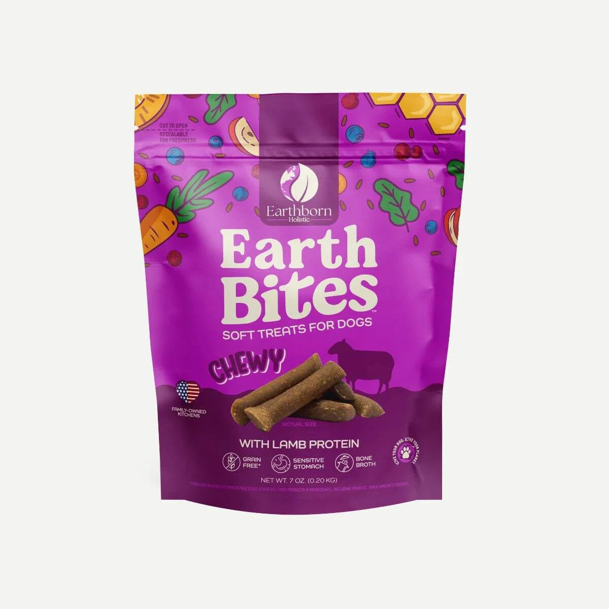 EarthBites Chewy with Lamb Protein, Grain Free Dog Treats (7oz)