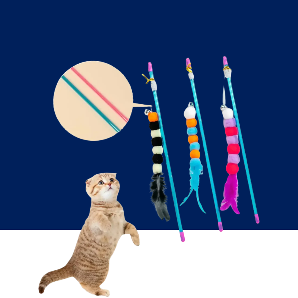Elastic String Cat Teaser Wand with Faux Fur Bug