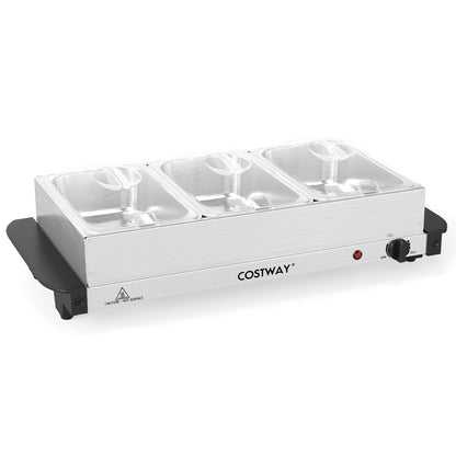 Electric Buffet Server Food Warmer with 3 Removable Trays