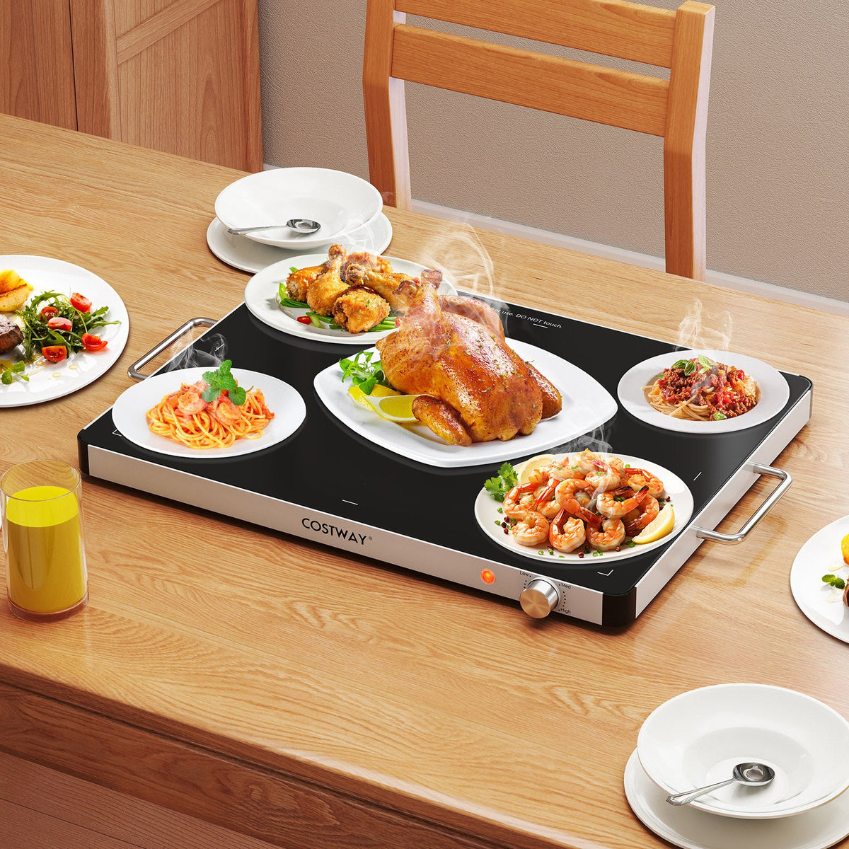 Electric Warming Food Warmer with Adjustable Temperature Control and Overheat Protection