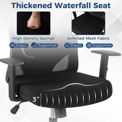 Ergonomic Office Chair with 3D Headrest and Reclining Backrest-Black
