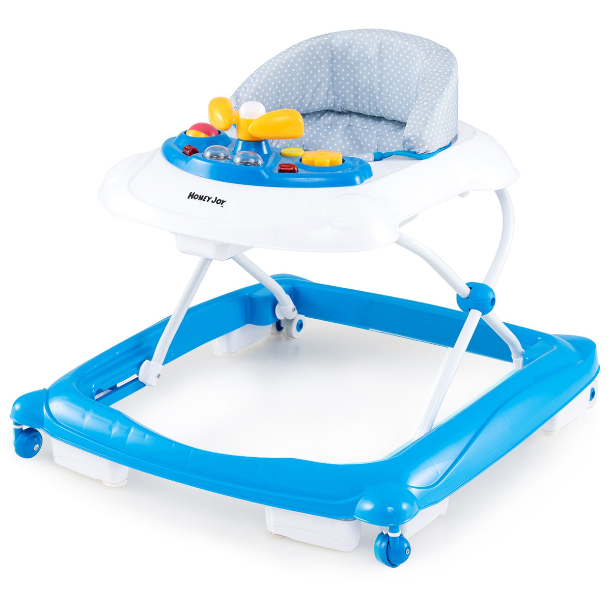 Foldable Baby Walker with 3 Adjustable Heights and Padded Seat