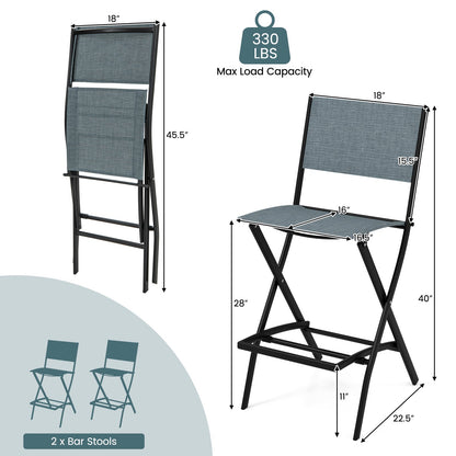 Folding Bar Stools Set of 2 Backrest Humanized Footrest