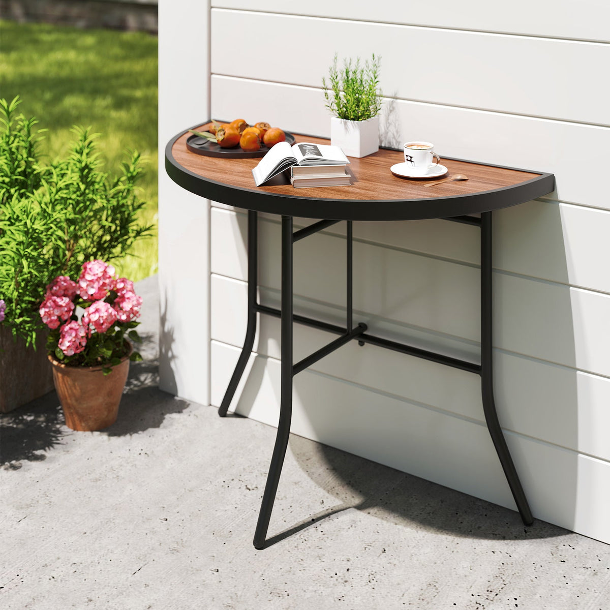 Half-Round Folding Event Table with Metal Frame