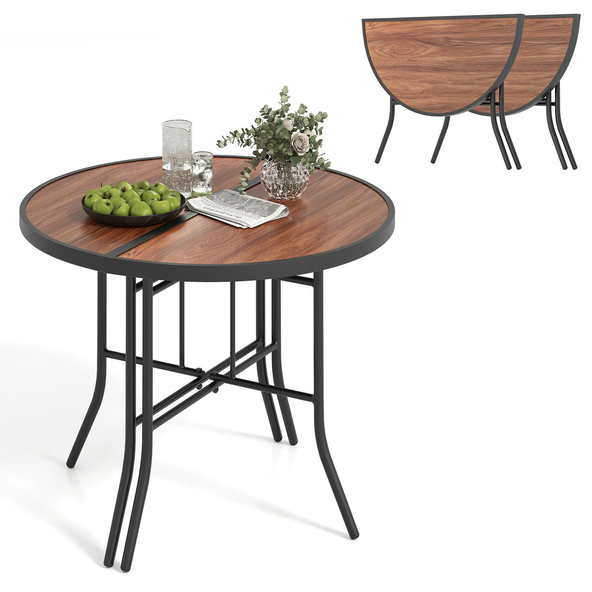 Half-Round Folding Event Table with Metal Frame