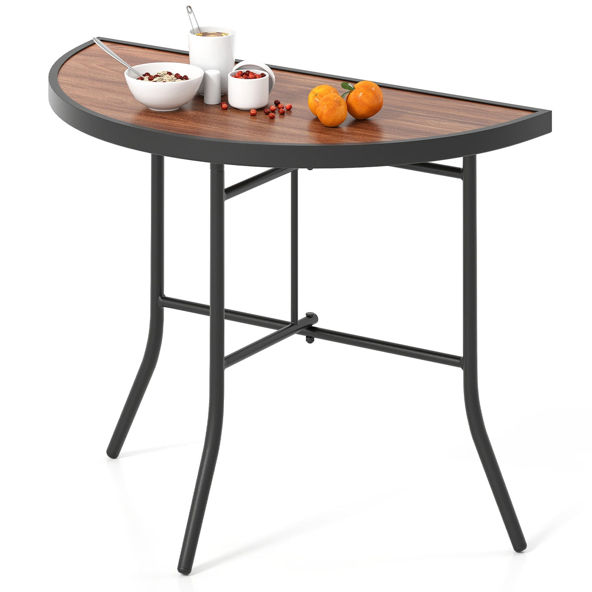 Half-Round Folding Event Table with Metal Frame