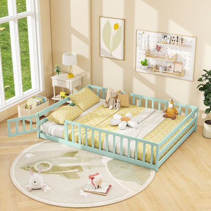 Full Size Floor Bed with Full Length Safety Guardrails