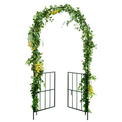 Garden Arch Arbor Trellis with Gate Patio Plant Stand Archway-Black