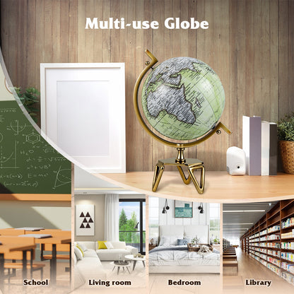 Educational Geographic 5/8/10 Inch World Globe with Triangle Metal Stand