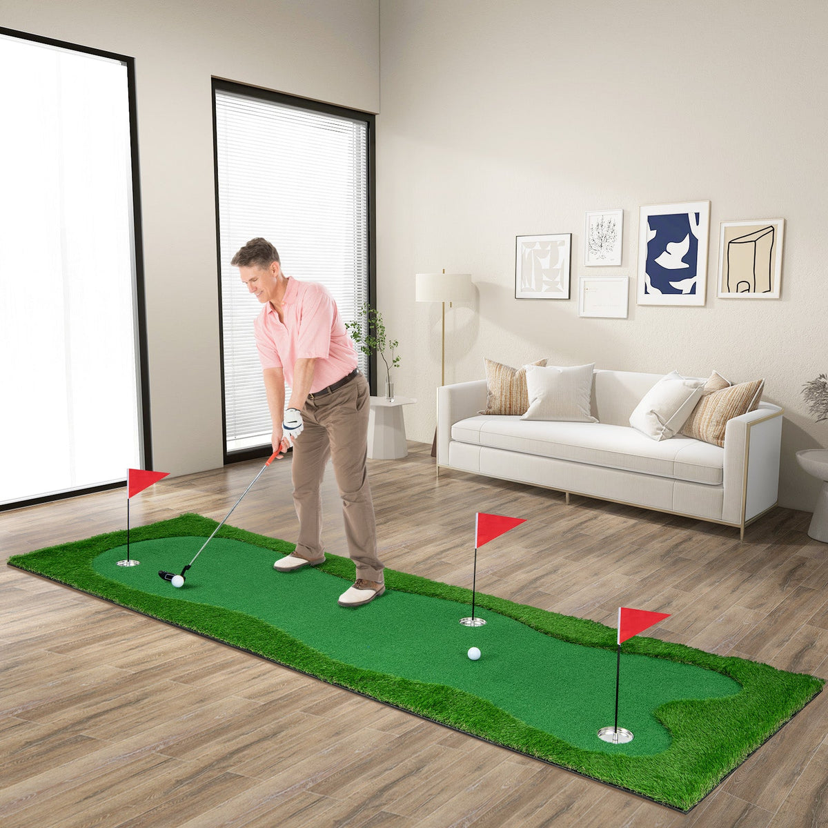 Golf Putting Green with Realistic Artificial Grass Turf
