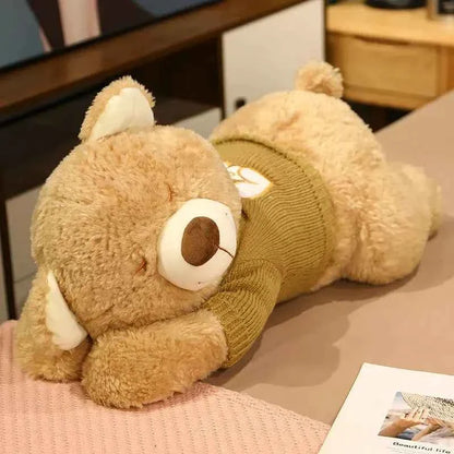 Giant Lying Sweater Bear Plush Toy (31.5/39.4 in) - Soft Stuffed Pillow Xmas Gift