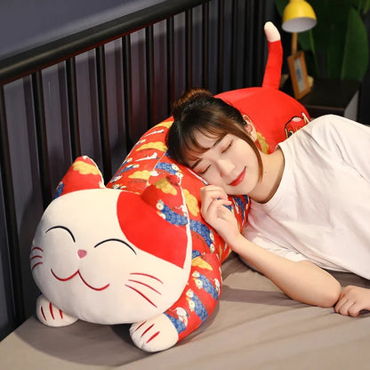 Giant Lying Cat Plush Toy – Kawaii Long Cat Body Pillow Stuffed Animal